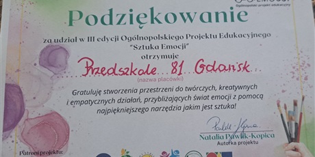 UDZIAŁ W PROJEKCIE "SZTUKA EMOCJI" GR I