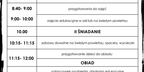 Powiększ grafikę: RAMOWY ROZKŁAD DNIA